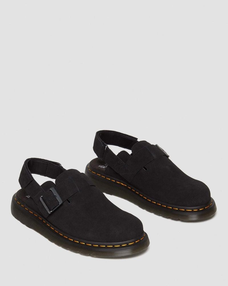 Dr Doc Martens Jorge II Gamuza Destalonadas Mules (E.H.Gamuza) Negros | HW05-E5CL