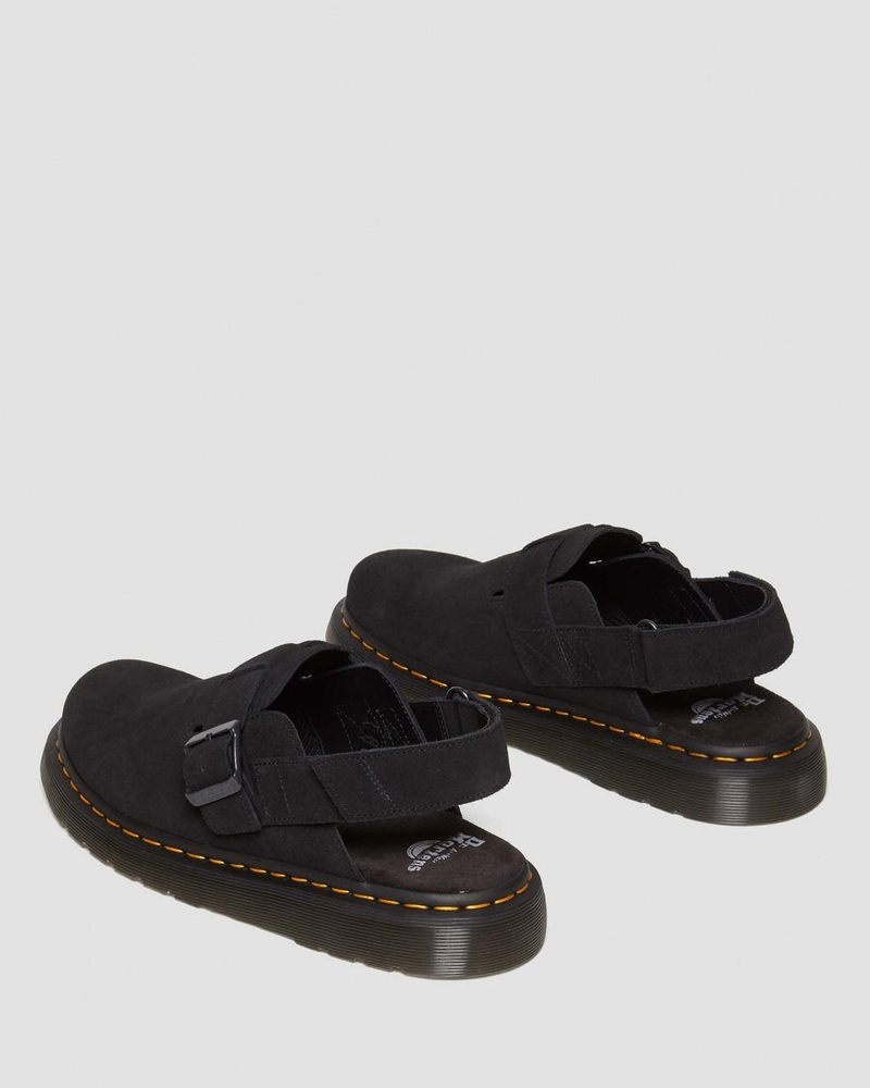 Dr Doc Martens Jorge II Gamuza Destalonadas Mules (E.H.Gamuza) Negros | HW05-E5CL