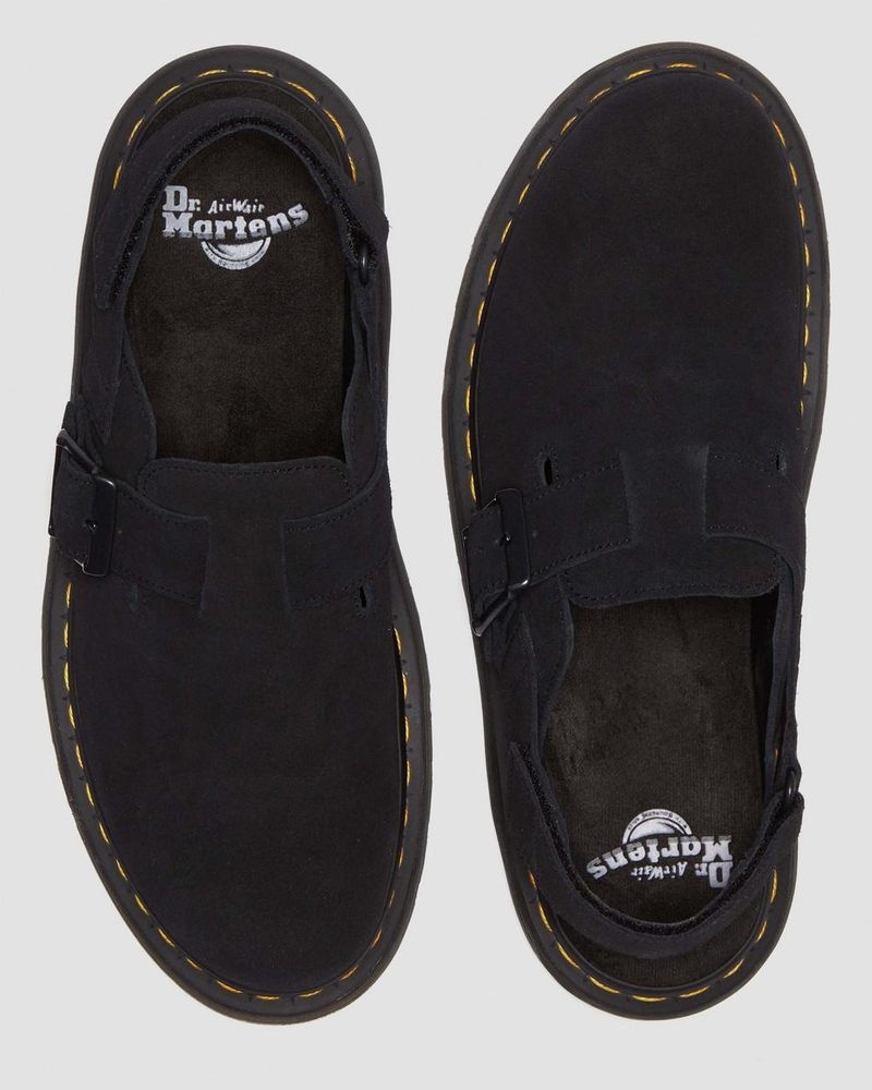 Dr Doc Martens Jorge II Gamuza Destalonadas Mules (E.H.Gamuza) Negros | HW05-E5CL