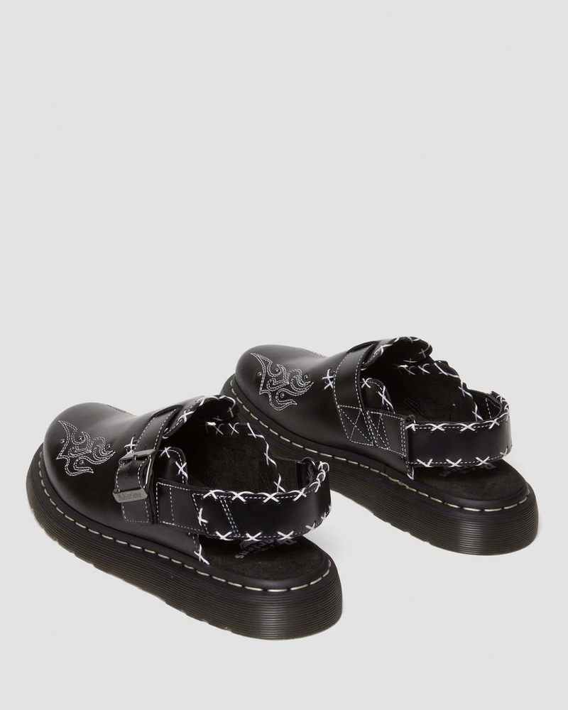 Dr Doc Martens Jorge II Gothic Americana Cuero Destalonadas Mules (Atlas) Negros | ST48-T8GA