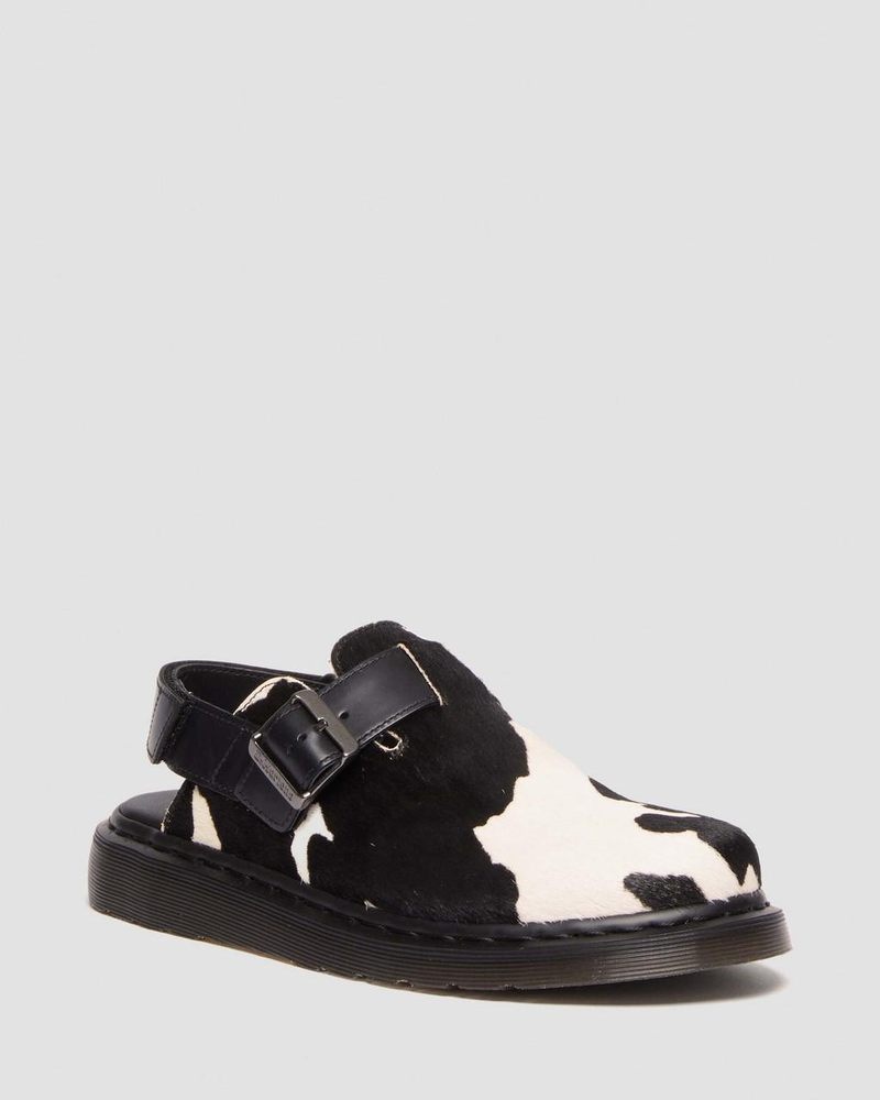 Dr Doc Martens Jorge II Hair-on Animal Print Destalonadas Mules (Hair On + Atlas) Negros Blancos | ZT65-A3PF