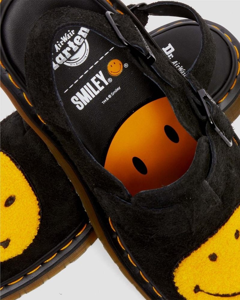 Dr Doc Martens Jorge Smiley® Napped Gamuza Destalonadas Mules (Long Napped Gamuza) Negros | UR30-Y6SK