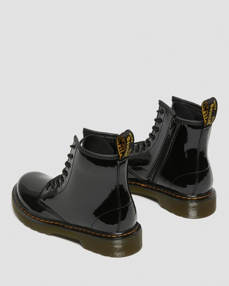 Dr Doc Martens Junior 1460 Charol Cuero Encaje Up Boots (Charol Cuero) Negros | RM62-L8VG