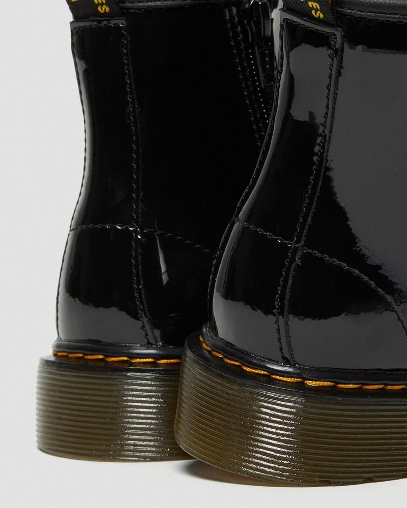 Dr Doc Martens Junior 1460 Charol Cuero Encaje Up Boots (Charol Cuero) Negros | RM62-L8VG