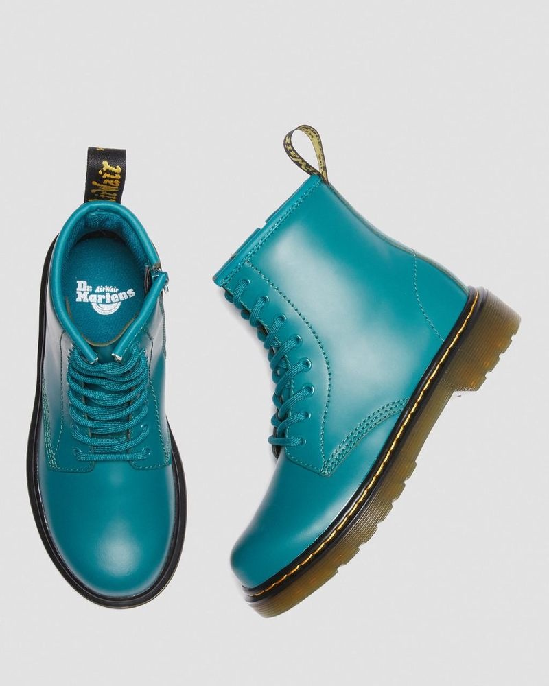 Dr Doc Martens Junior 1460 Cuero Encaje Up Boots (Romario) Verdes | IY84-M4HB