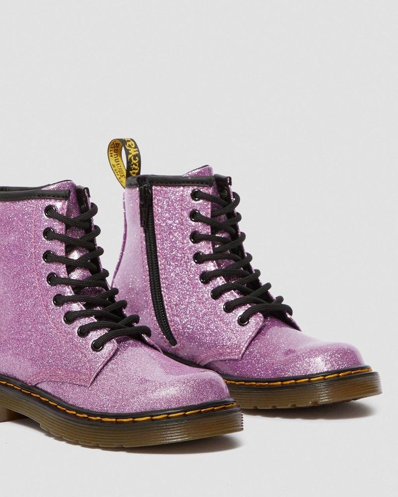 Dr Doc Martens Junior 1460 Glitter Encaje Up Boots (Coated Glitter) Rosas Oscuro | AR82-G6AE