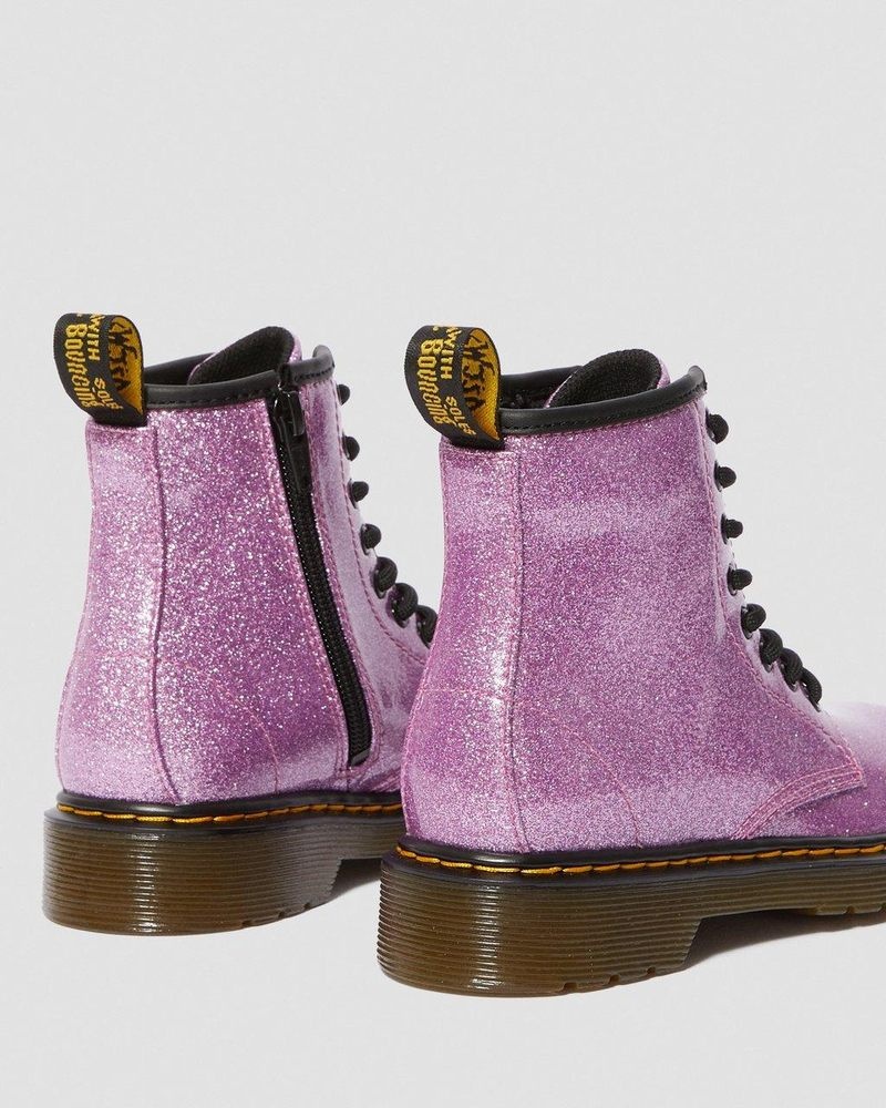 Dr Doc Martens Junior 1460 Glitter Encaje Up Boots (Coated Glitter) Rosas Oscuro | AR82-G6AE