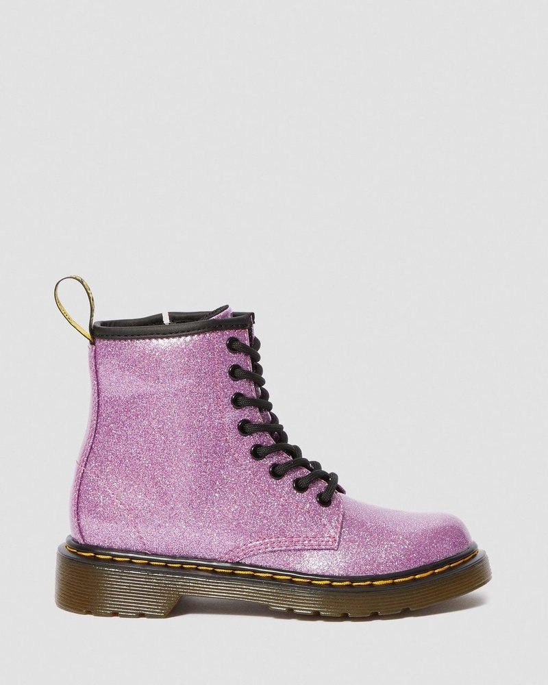 Dr Doc Martens Junior 1460 Glitter Encaje Up Boots (Coated Glitter) Rosas Oscuro | AR82-G6AE