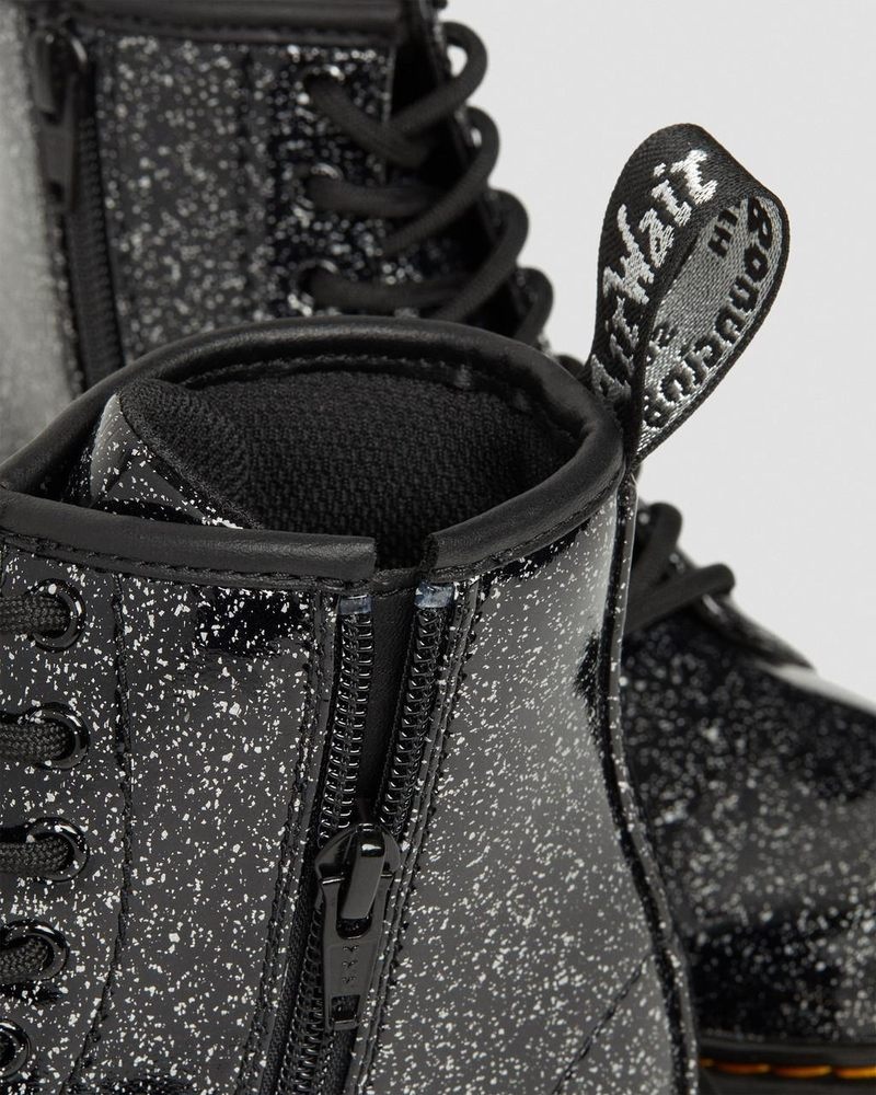 Dr Doc Martens Junior 1460 Glitter Encaje Up Boots (Cosmic Glitter) Negros | WS18-T2DY