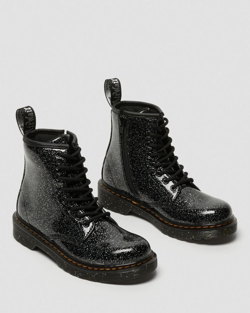 Dr Doc Martens Junior 1460 Glitter Encaje Up Boots (Cosmic Glitter) Negros | WS18-T2DY