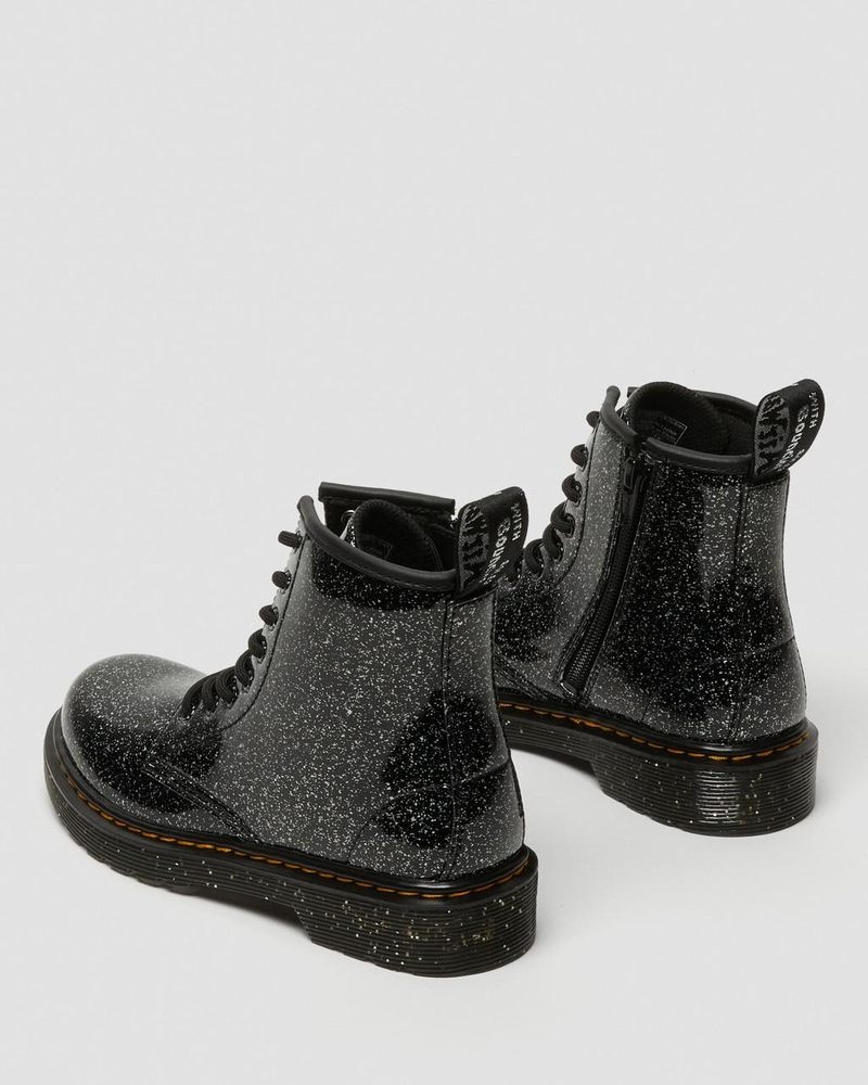 Dr Doc Martens Junior 1460 Glitter Encaje Up Boots (Cosmic Glitter) Negros | WS18-T2DY