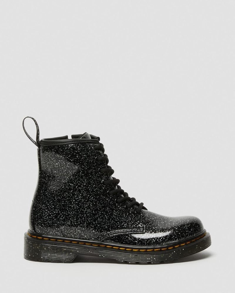 Dr Doc Martens Junior 1460 Glitter Encaje Up Boots (Cosmic Glitter) Negros | WS18-T2DY