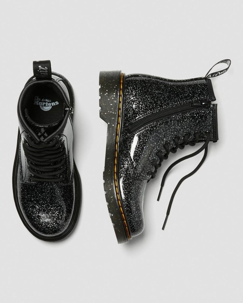 Dr Doc Martens Junior 1460 Glitter Encaje Up Boots (Cosmic Glitter) Negros | WS18-T2DY