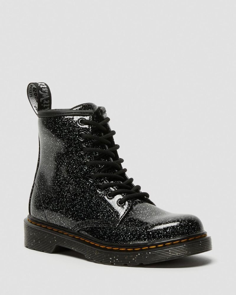 Dr Doc Martens Junior 1460 Glitter Encaje Up Boots (Cosmic Glitter) Negros | WS18-T2DY