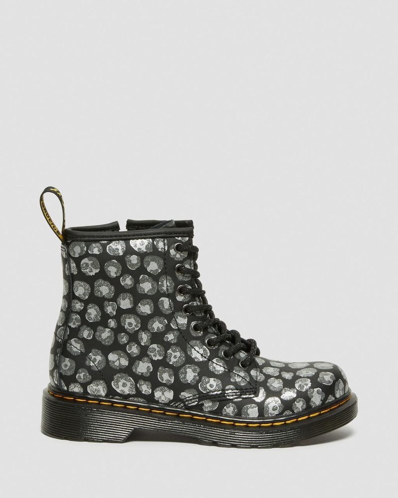 Dr Doc Martens Junior 1460 Leopard Hydro Cuero Encaje Up Boots (Loud Leopard K Hydro) Negros | FV35-W8LD