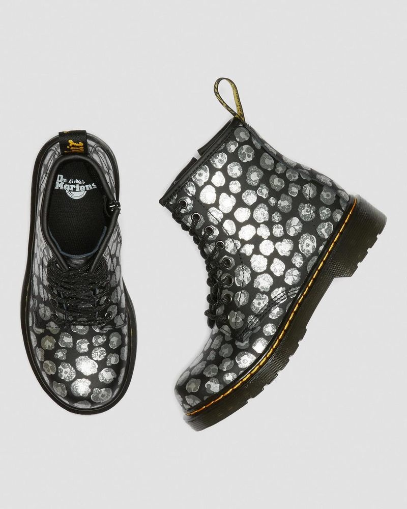 Dr Doc Martens Junior 1460 Leopard Hydro Cuero Encaje Up Boots (Loud Leopard K Hydro) Negros | FV35-W8LD