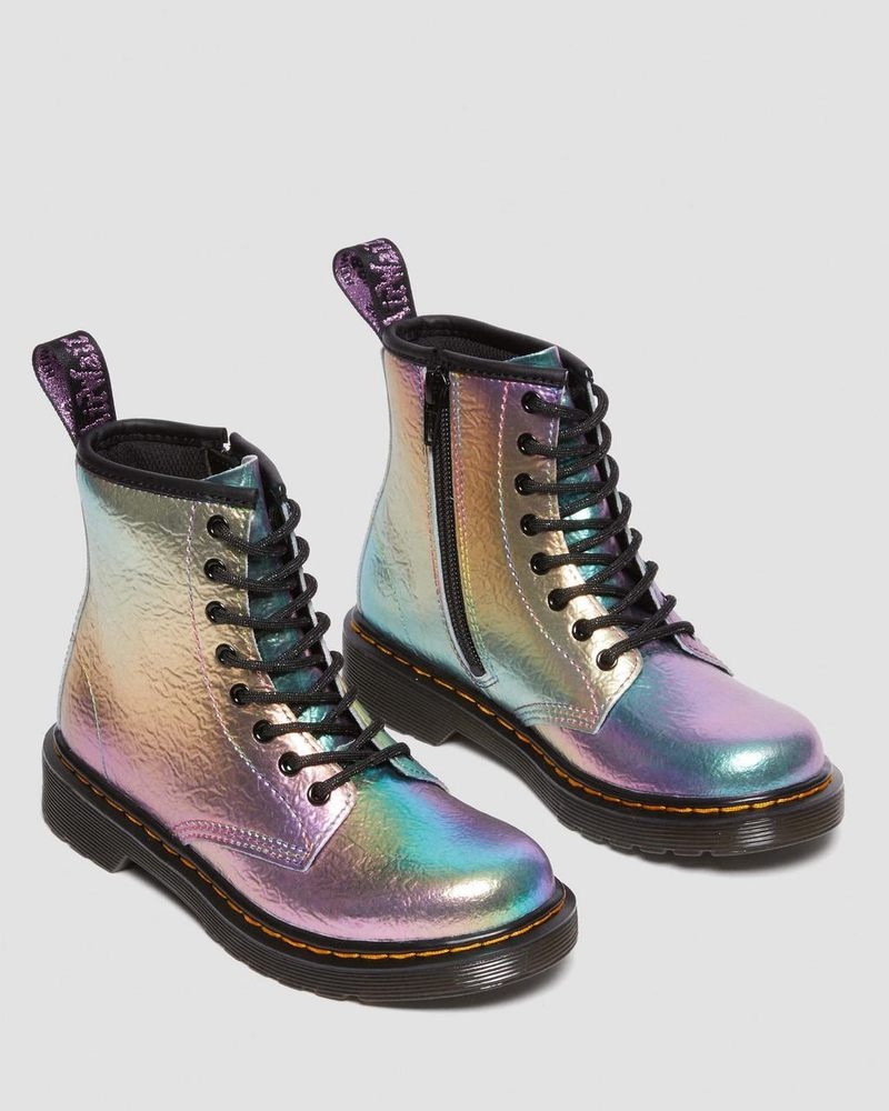 Dr Doc Martens Junior 1460 Rainbow Crinkle Cuero Encaje Up Boots (Rainbow Crinkle) Multi | LQ78-A0NO