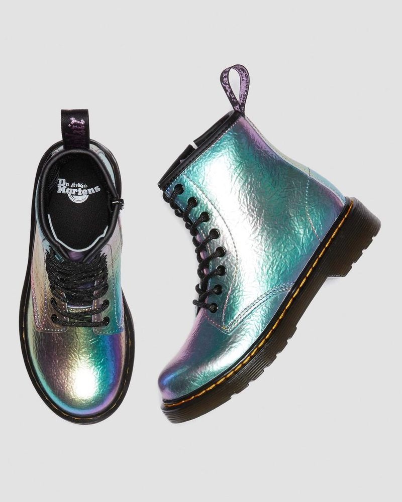 Dr Doc Martens Junior 1460 Rainbow Crinkle Cuero Encaje Up Boots (Rainbow Crinkle) Multi | LQ78-A0NO