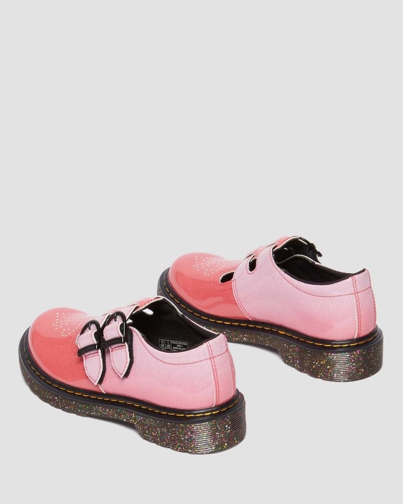 Dr Doc Martens Junior 8065 Gradient Glitter Cuero Mary Jane Shoes Rosas | ZZ37-A5XE