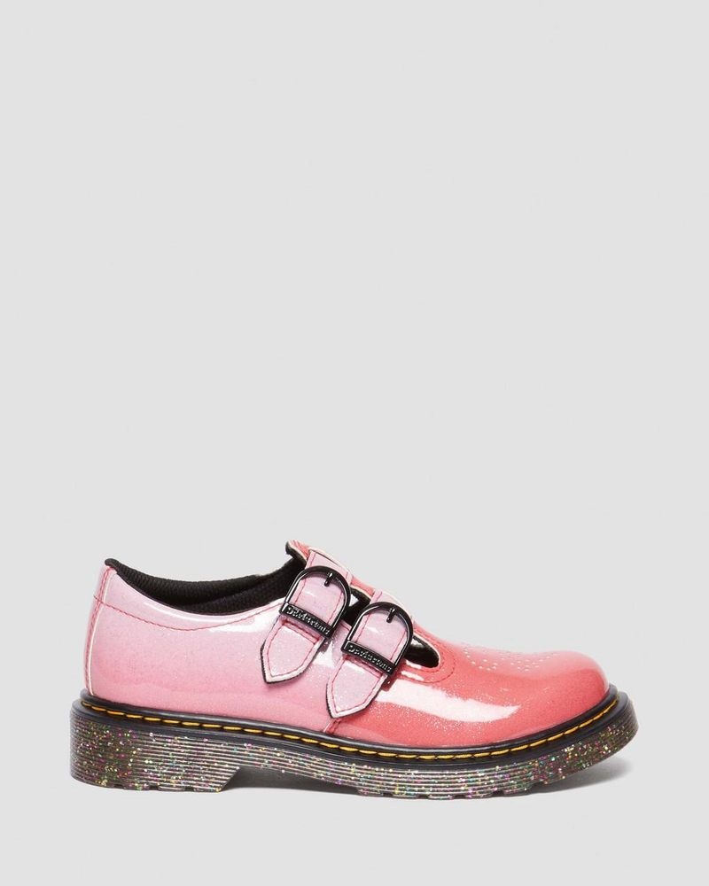 Dr Doc Martens Junior 8065 Gradient Glitter Cuero Mary Jane Shoes Rosas | ZZ37-A5XE