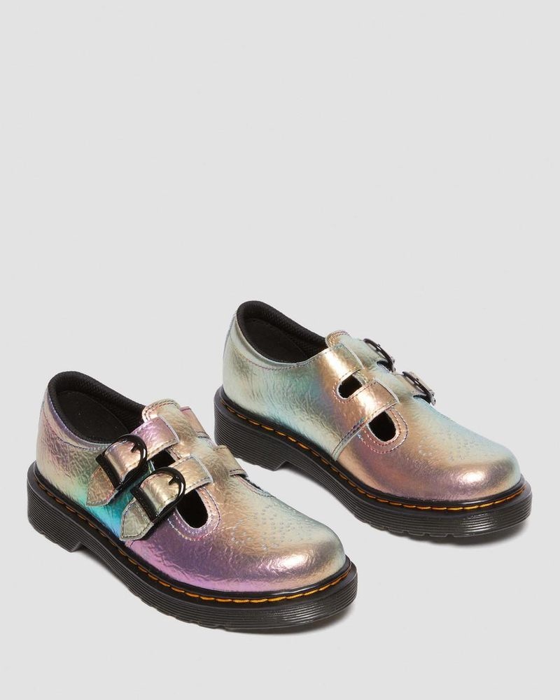 Dr Doc Martens Junior 8065 Rainbow Crinkle Cuero Mary Jane Shoes (Rainbow Crinkle) Multi | UZ08-N4IU