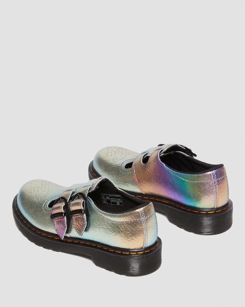 Dr Doc Martens Junior 8065 Rainbow Crinkle Cuero Mary Jane Shoes (Rainbow Crinkle) Multi | UZ08-N4IU