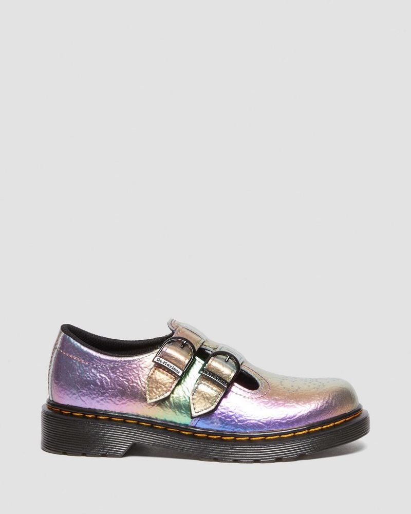 Dr Doc Martens Junior 8065 Rainbow Crinkle Cuero Mary Jane Shoes (Rainbow Crinkle) Multi | UZ08-N4IU