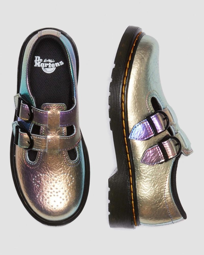 Dr Doc Martens Junior 8065 Rainbow Crinkle Cuero Mary Jane Shoes (Rainbow Crinkle) Multi | UZ08-N4IU