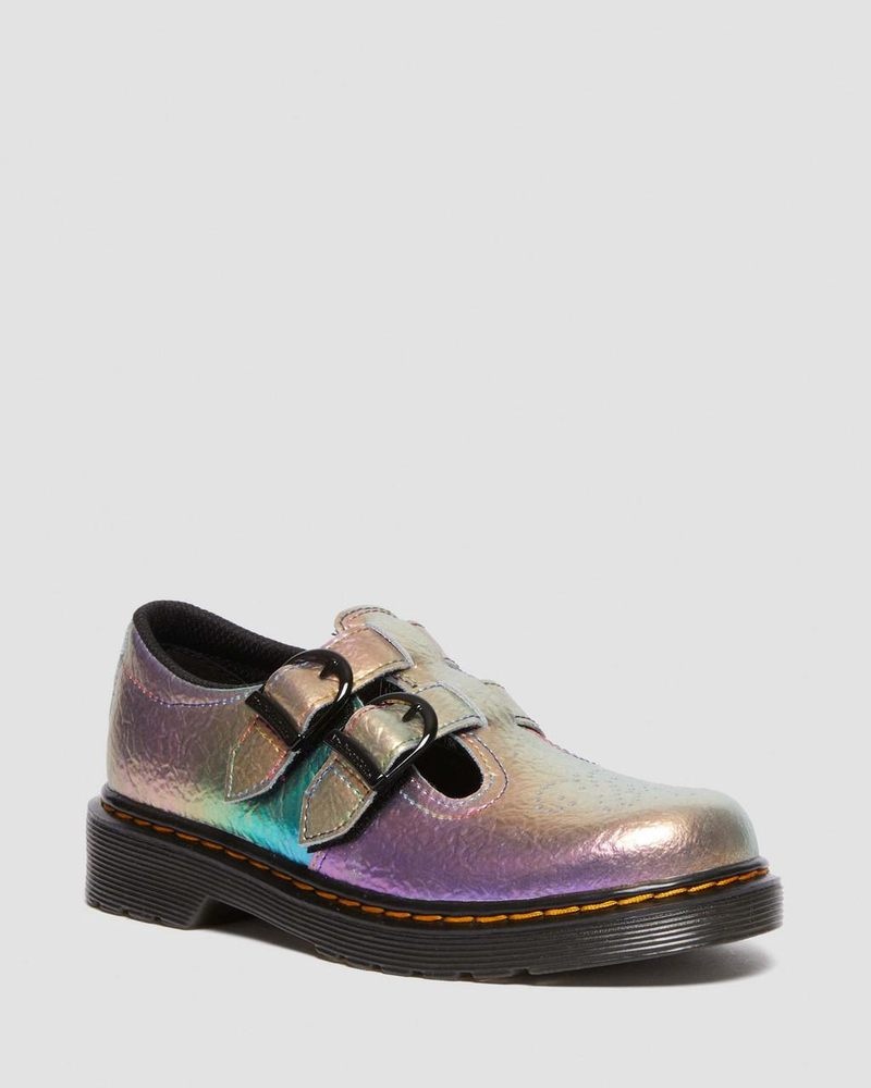 Dr Doc Martens Junior 8065 Rainbow Crinkle Cuero Mary Jane Shoes (Rainbow Crinkle) Multi | UZ08-N4IU