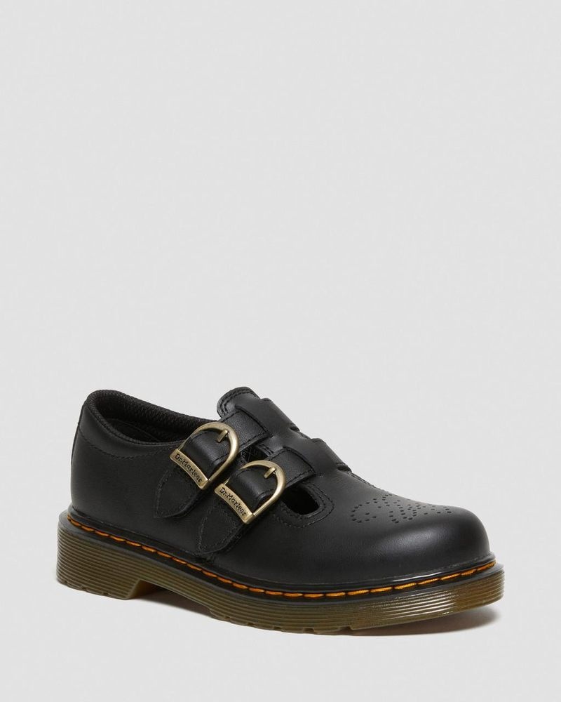 Dr Doc Martens Junior 8065 Softy T Cuero Mary Jane Shoes (Softy T) Negros | ZH05-P5ZR