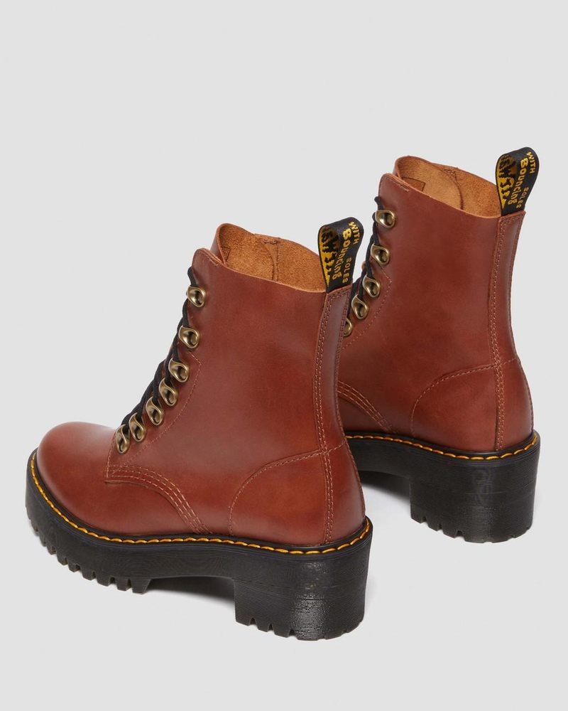 Dr Doc Martens Leona - Farrier Cuero Tacón Boots (Farrier) Tan | HR06-V7BG