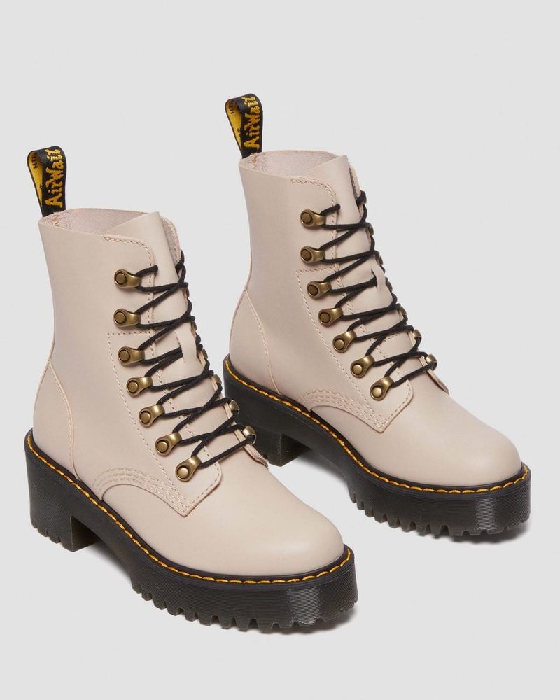 Dr Doc Martens Leona - Sendal Cuero Tacón Boots (Sendal) Vintage Taupe | VA24-S8IZ