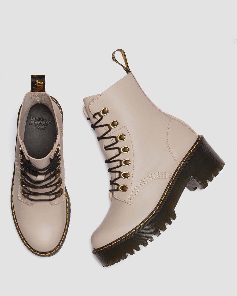 Dr Doc Martens Leona - Sendal Cuero Tacón Boots (Sendal) Vintage Taupe | VA24-S8IZ