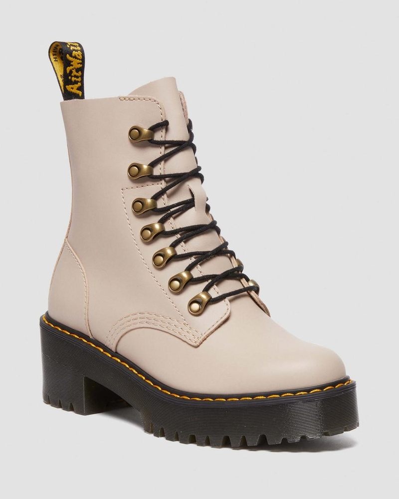 Dr Doc Martens Leona - Sendal Cuero Tacón Boots (Sendal) Vintage Taupe | VA24-S8IZ