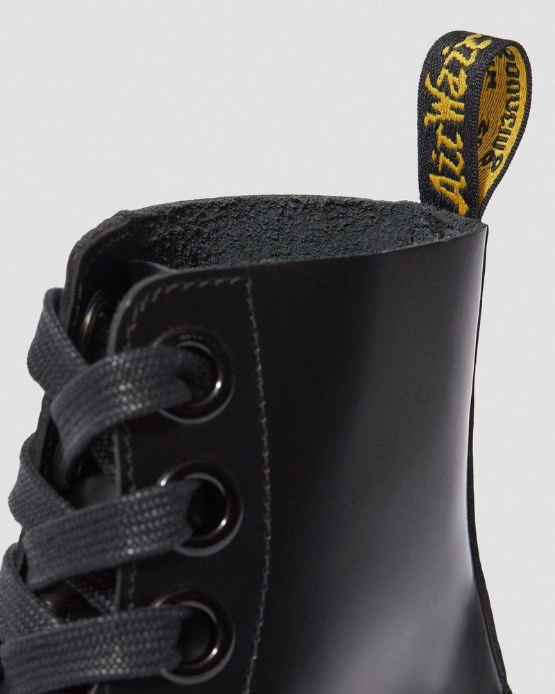 Dr Doc Martens Molly - Cuero Plataforma Boots (Buttero) Negros | WG80-S3CR