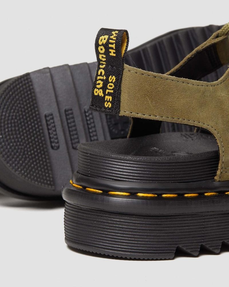 Dr Doc Martens Nartilla Tumbled Nubuck Cuero Gladiator Sandals (Tumbled Nubuck) Verde Oliva | VK03-V1FM