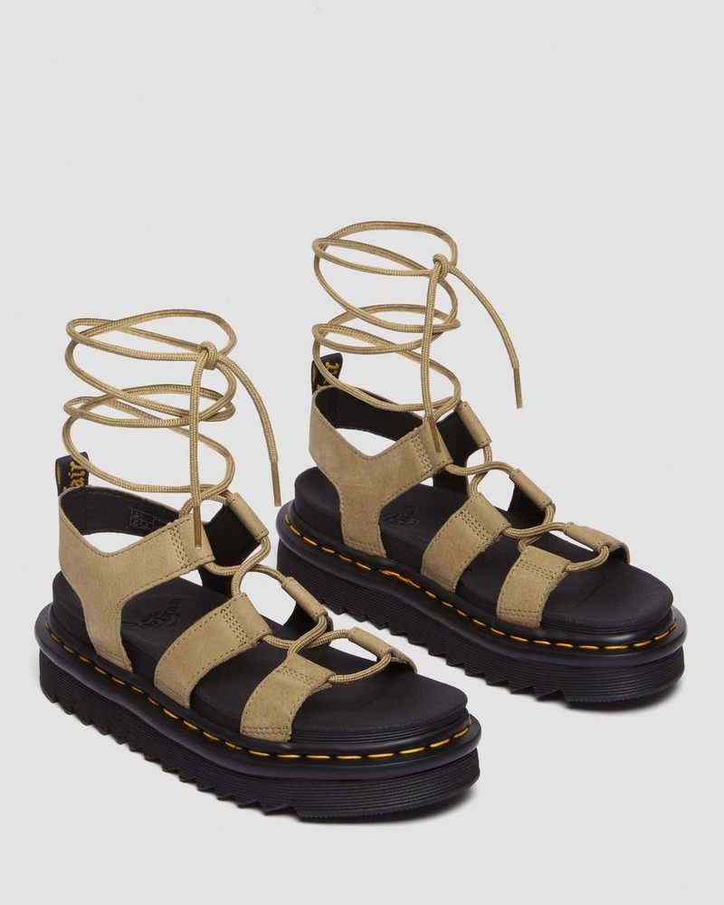 Dr Doc Martens Nartilla Tumbled Nubuck Cuero Gladiator Sandals (Tumbled Nubuck) Savannah Tan | SD44-A7MJ