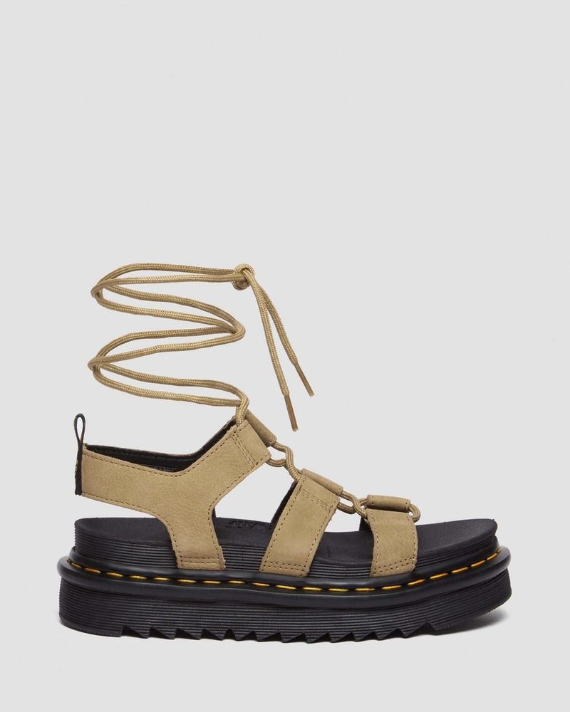 Dr Doc Martens Nartilla Tumbled Nubuck Cuero Gladiator Sandals (Tumbled Nubuck) Savannah Tan | SD44-A7MJ