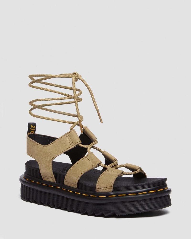 Dr Doc Martens Nartilla Tumbled Nubuck Cuero Gladiator Sandals (Tumbled Nubuck) Savannah Tan | SD44-A7MJ