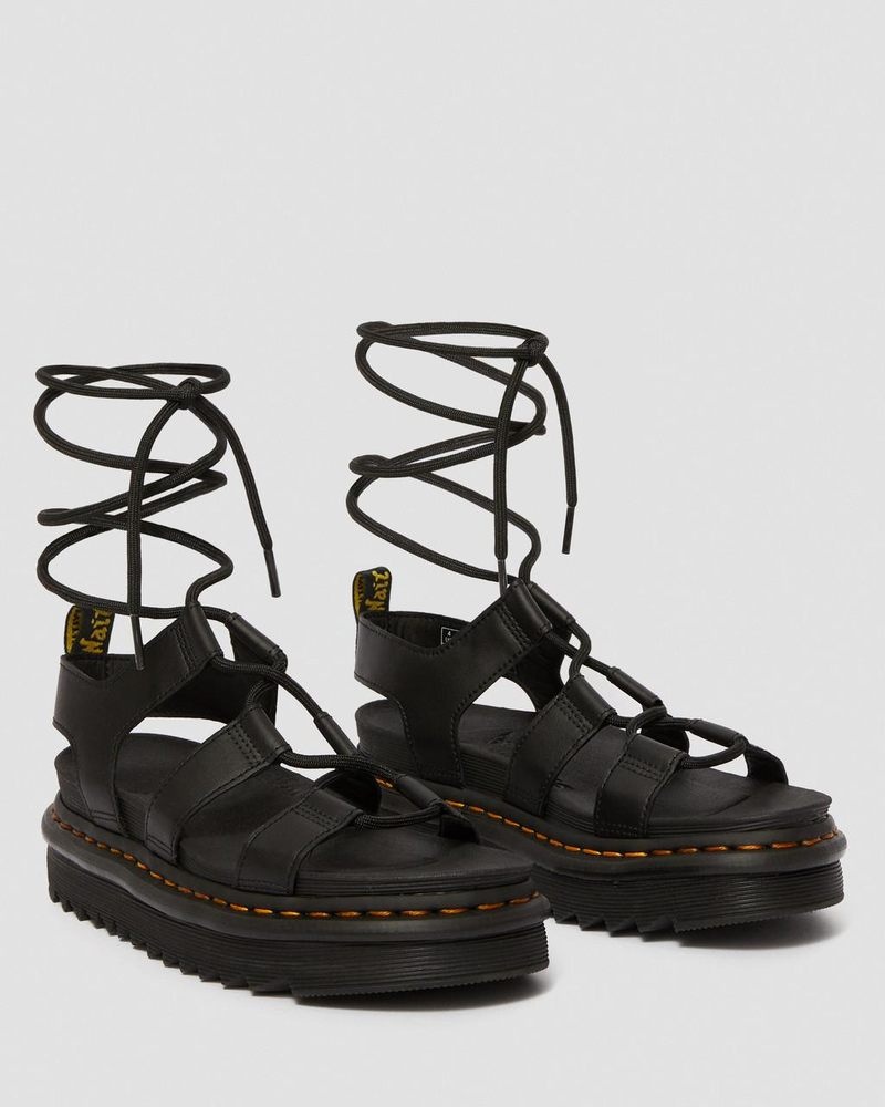 Dr Doc Martens Nartilla - Cuero Gladiator Sandals (Hydro Cuero) Negros | QW76-X4LE