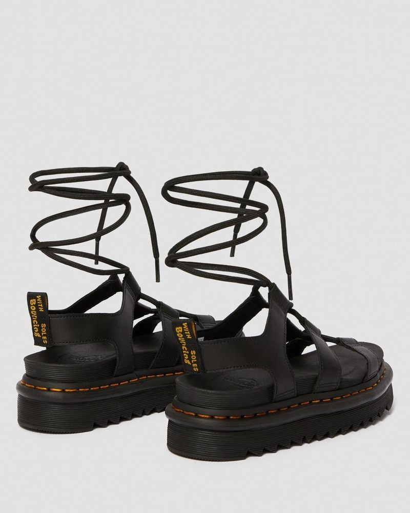 Dr Doc Martens Nartilla - Cuero Gladiator Sandals (Hydro Cuero) Negros | QW76-X4LE