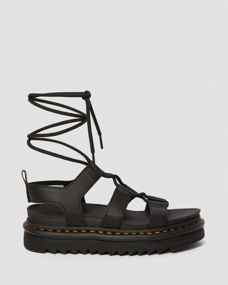 Dr Doc Martens Nartilla - Cuero Gladiator Sandals (Hydro Cuero) Negros | QW76-X4LE