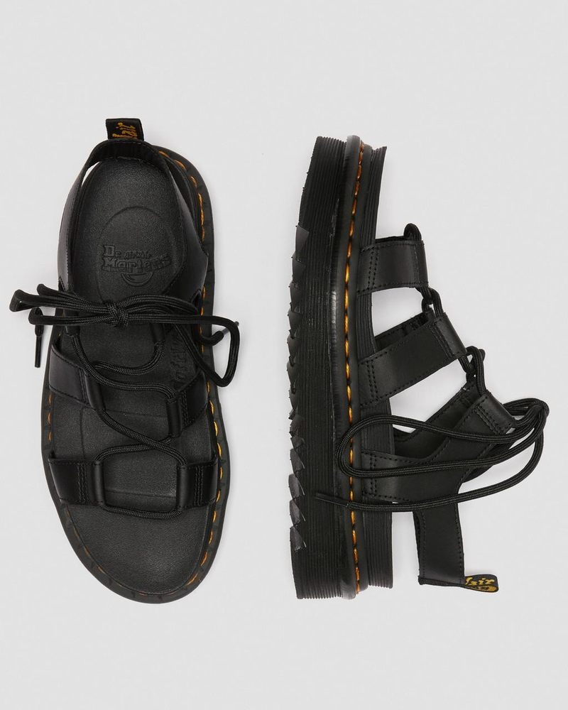 Dr Doc Martens Nartilla - Cuero Gladiator Sandals (Hydro Cuero) Negros | QW76-X4LE