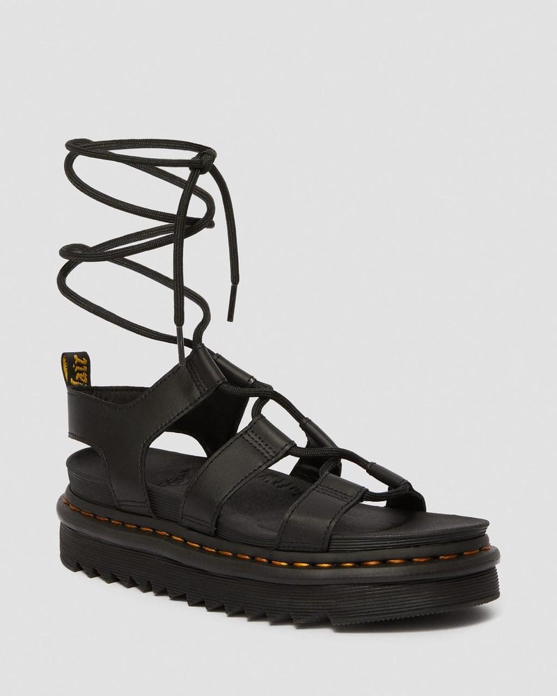 Dr Doc Martens Nartilla - Cuero Gladiator Sandals (Hydro Cuero) Negros | QW76-X4LE