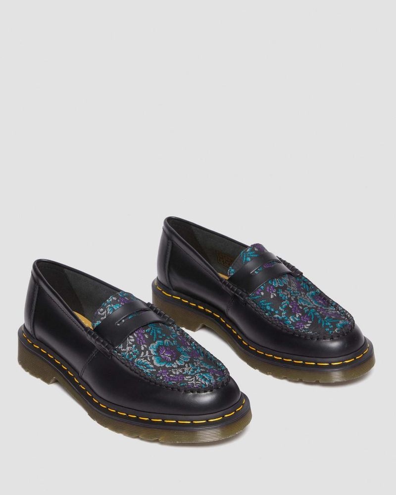 Dr Doc Martens Penton Floral Jacquard Loafers Negros | XU07-J1IQ