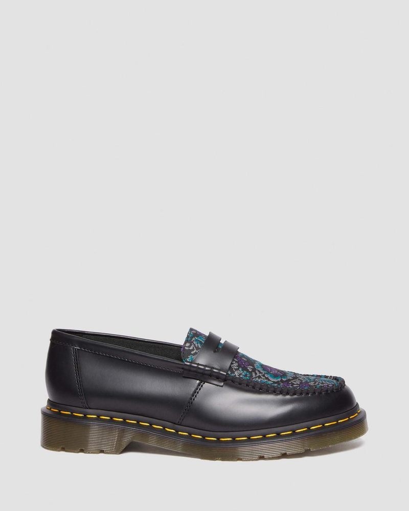 Dr Doc Martens Penton Floral Jacquard Loafers Negros | XU07-J1IQ