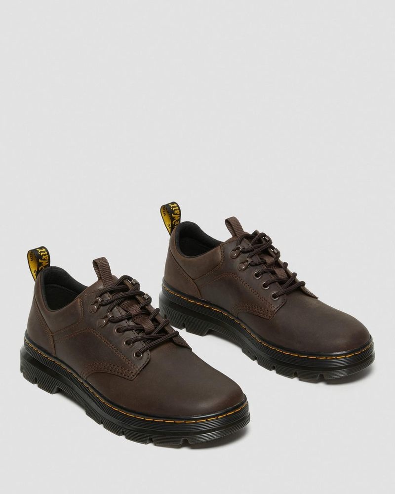 Dr Doc Martens Reeder Crazy Horse Cuero Utility Shoes (Crazy Horse) Marrom Oscuro | MZ47-L7DL