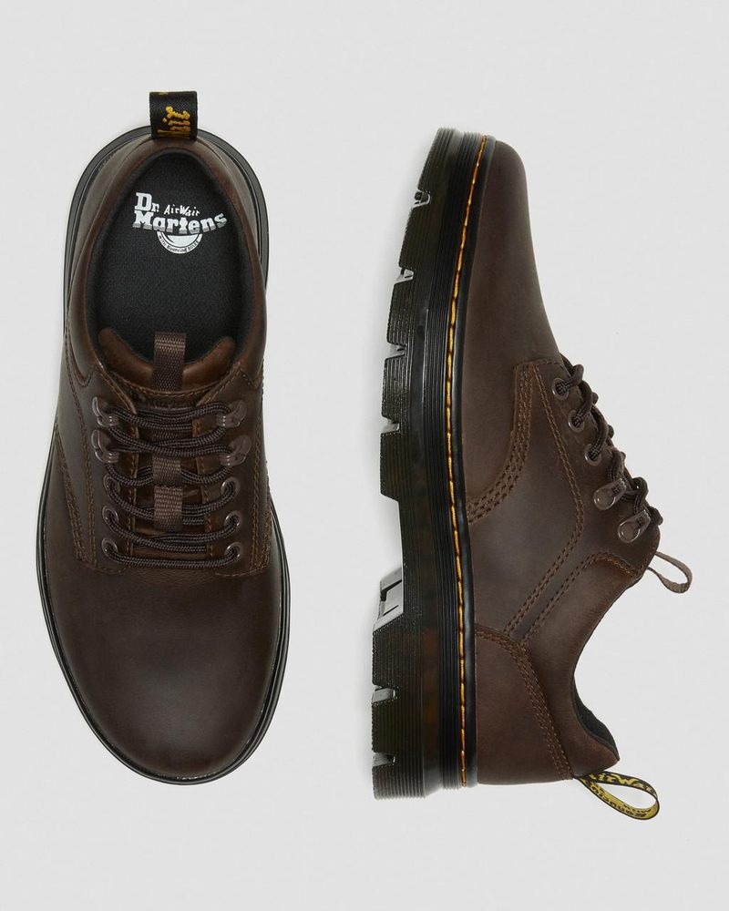 Dr Doc Martens Reeder Crazy Horse Cuero Utility Shoes (Crazy Horse) Marrom Oscuro | MZ47-L7DL