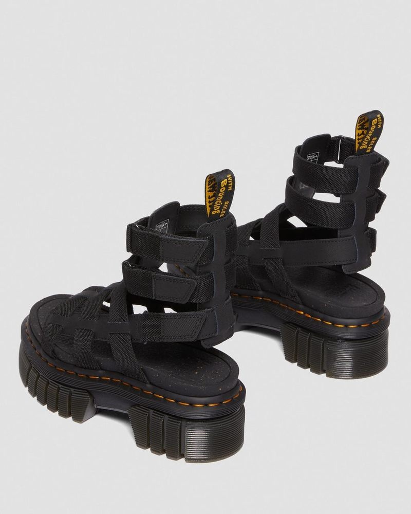 Dr Doc Martens Ricki Cuero Plataforma Gladiator Sandals (Ajax+Extra Tough 50/50) Negros | OD09-N0GC