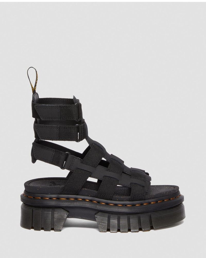 Dr Doc Martens Ricki Cuero Plataforma Gladiator Sandals (Ajax+Extra Tough 50/50) Negros | OD09-N0GC